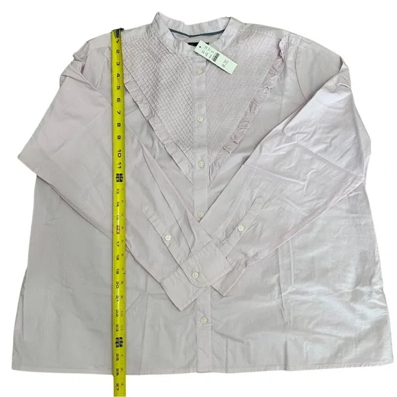 J. Crew Ruffle Trim Cotton Button Up Shirt Light Pink Size 20 Feminine NWT - Picture 8 of 9